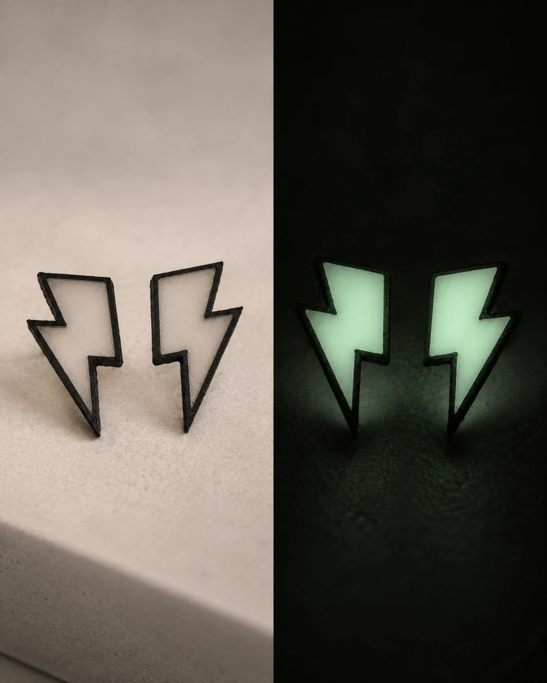 Pendientes Lightning claros con glow suave